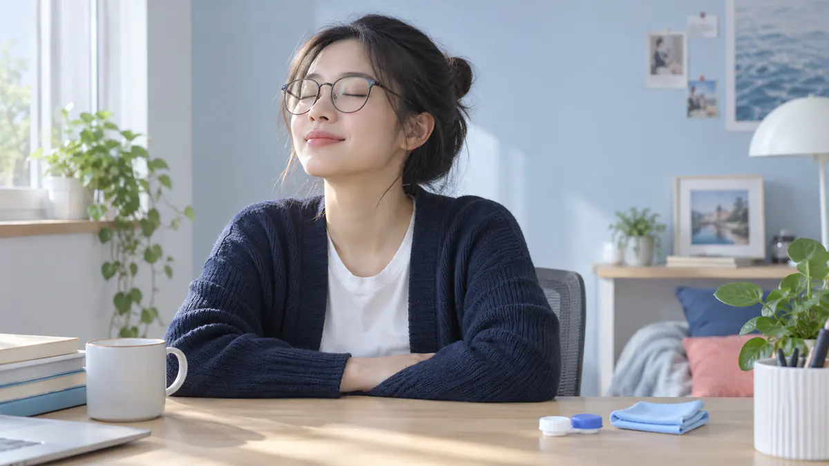 Người đeo lens dừng sử dụng khi mắt cộm khó chịu