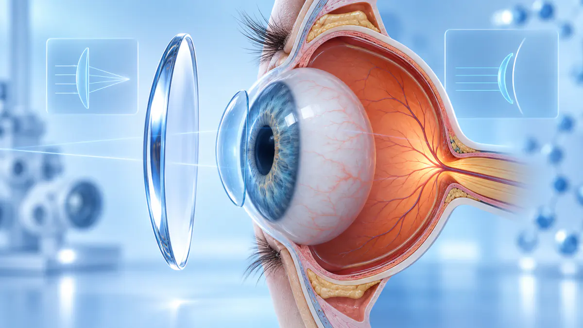 Mô hình so sánh kính gọng và lens trên giác mạc
